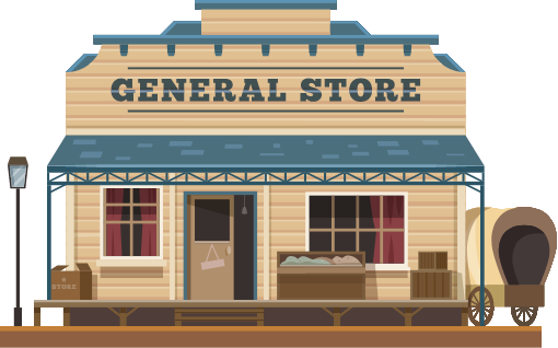 Illustration of an old Western general store