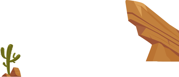 Illustration of a cactus and a large angled rock