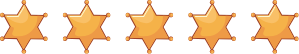 Illustration of five star shaped sheriffs badges