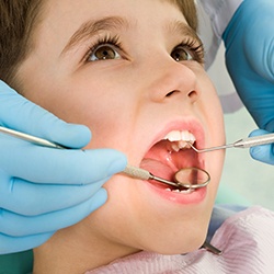Young child at first dental appointment