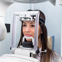 Young woman receiving 3D cone beam scan