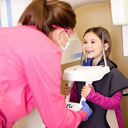 Child getting a dental X-ray