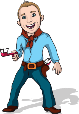 Animation of Dr. Ryne dressed as a cowboy