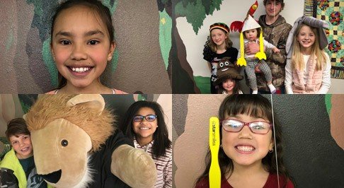 Collage of photos of children in Casper pediatric dental office