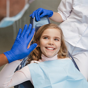 Closeup of teeth with dental sealants in place