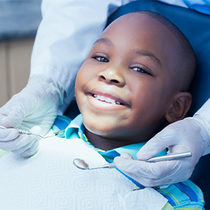 Closeup of teeth with dental sealants in place