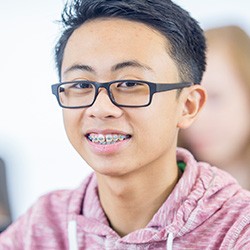 Preteen boy with braces