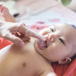 Baby sticking out tongue