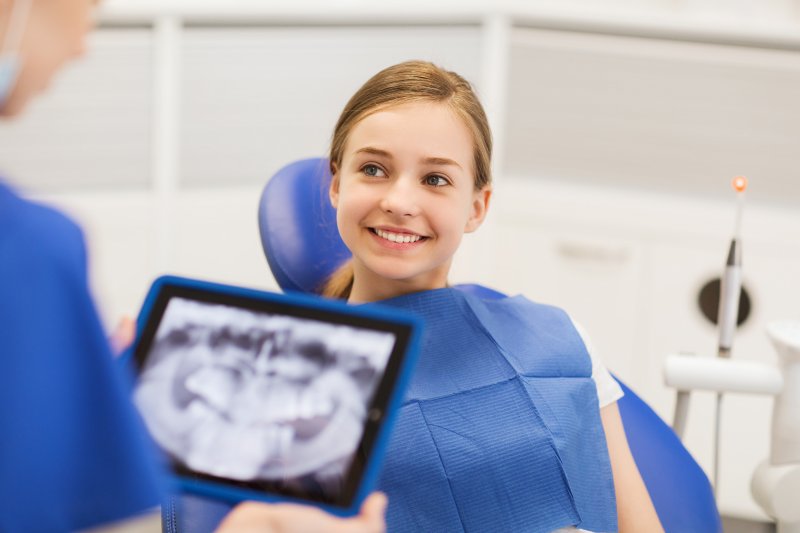 girl after dental X-rays